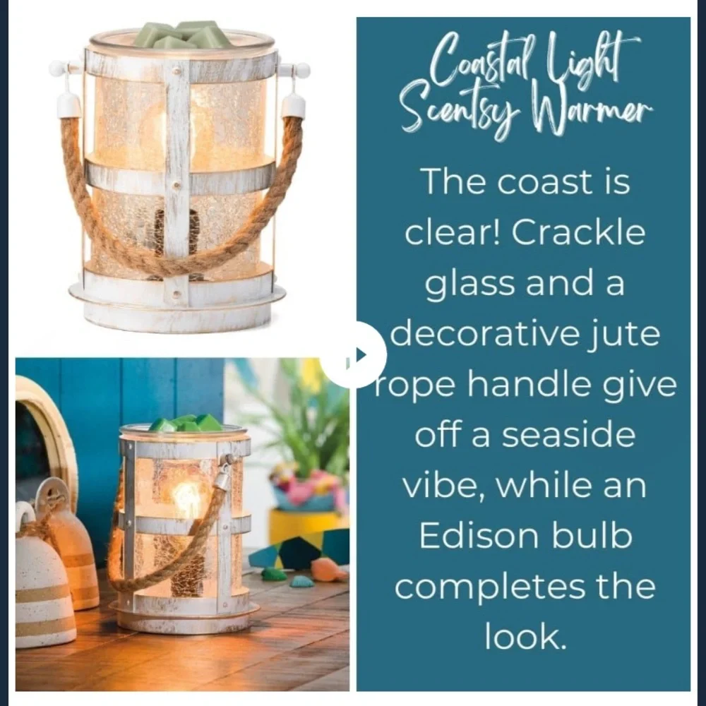 Scentsy Coastal Light Large Plug in Candle Wax Warmer New in Box